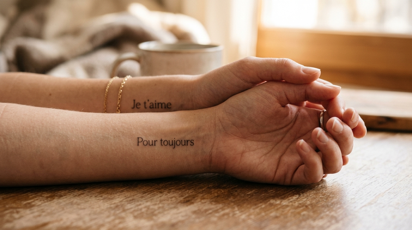 Парные тату-надписи на запястьях двух людей