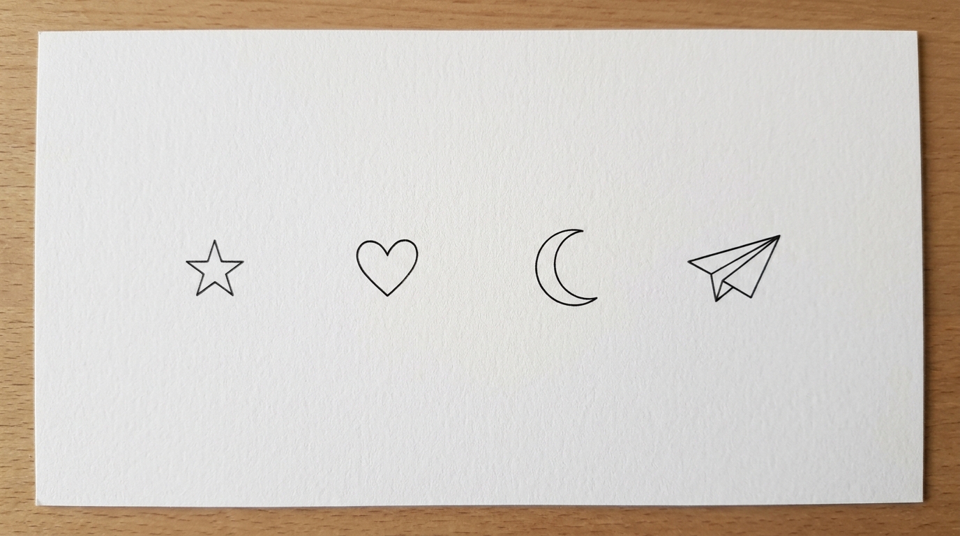 Эскизы маленьких тату для запястья: звезда, сердце, луна, самолётик