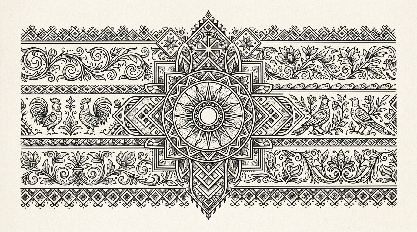 Эскиз славянского орнамента для тату на грудь