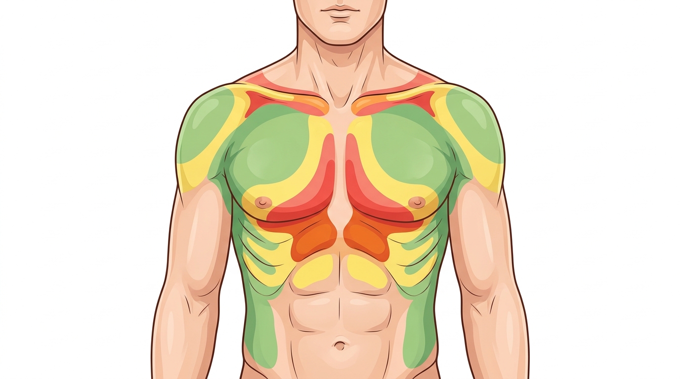 Карта болезненности зон грудной клетки для татуировки