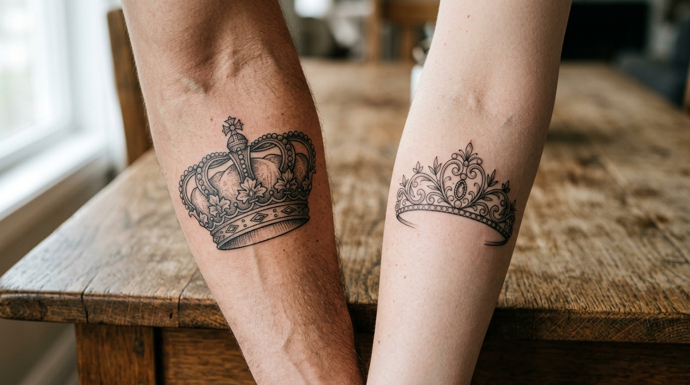 Парные тату короны — Король и Королева