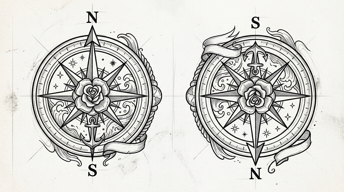 Парные тату с компасами