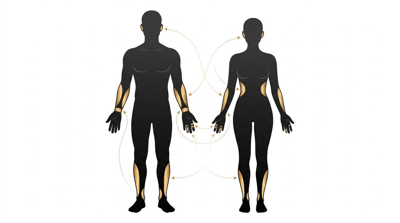 Места на теле для парных тату — инфографика