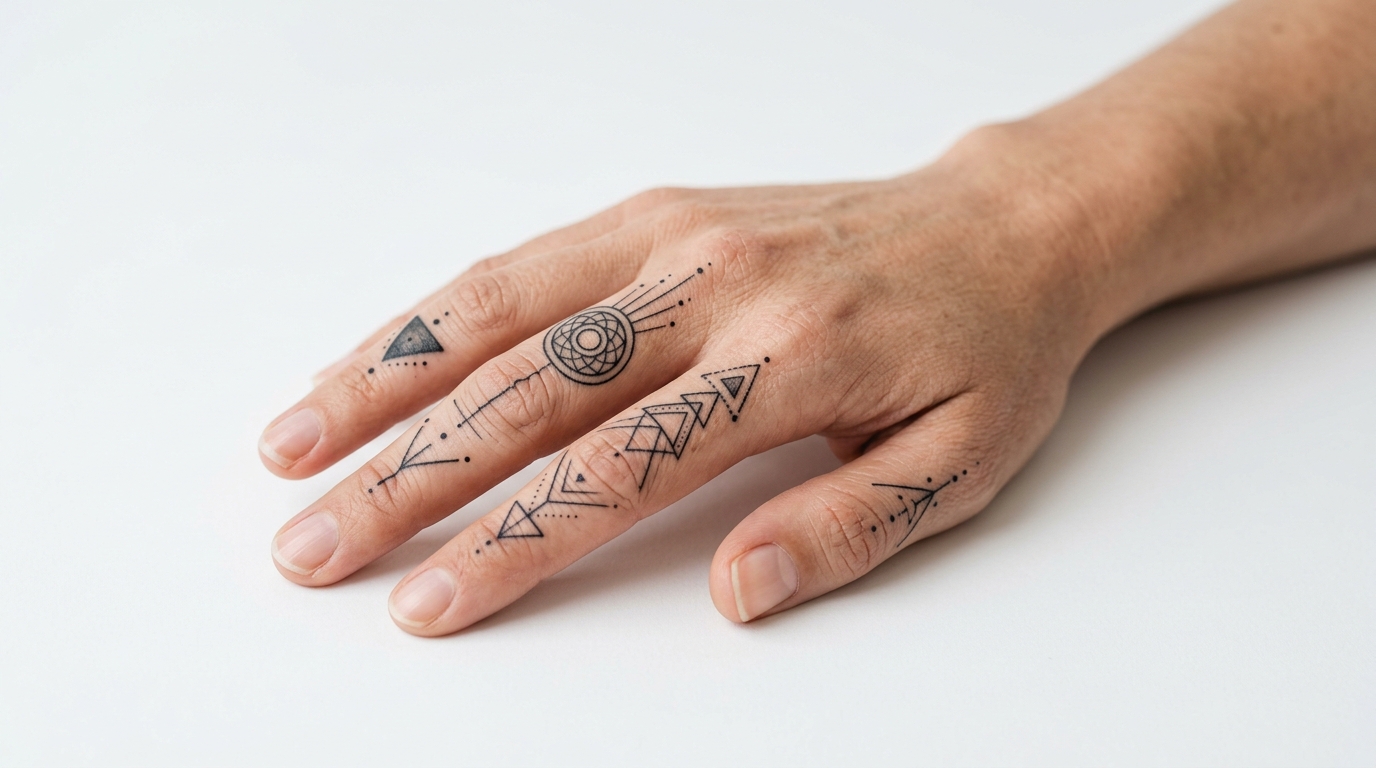 Геометрические тату на пальцах — треугольники, круги, сакральная геометрия
