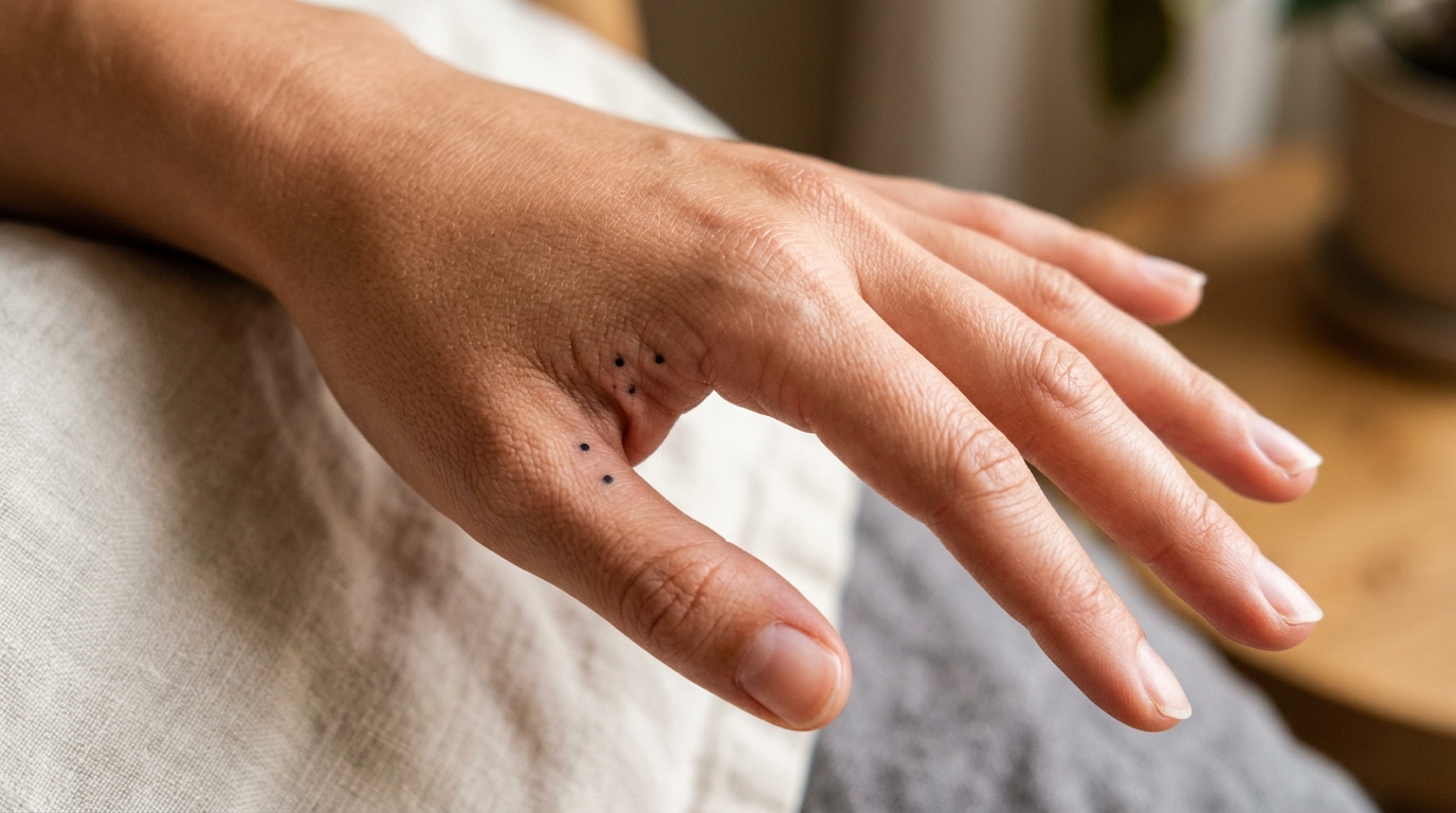 Три точки тату на пальце — минималистичный символ