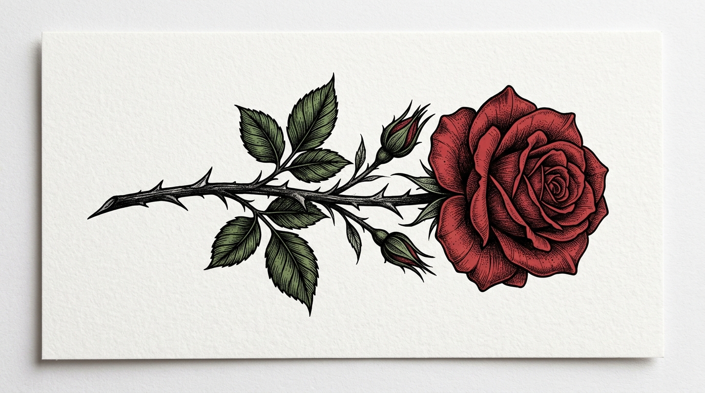 Эскиз тату розы в стиле реализм — детализированные лепестки и тени