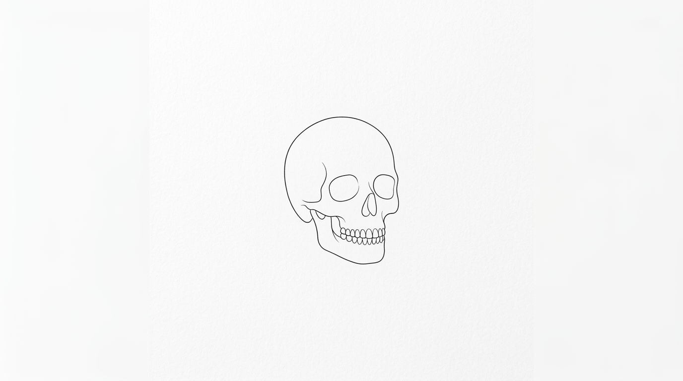 Минималистичный череп — тонкие линии и лаконичный контур
