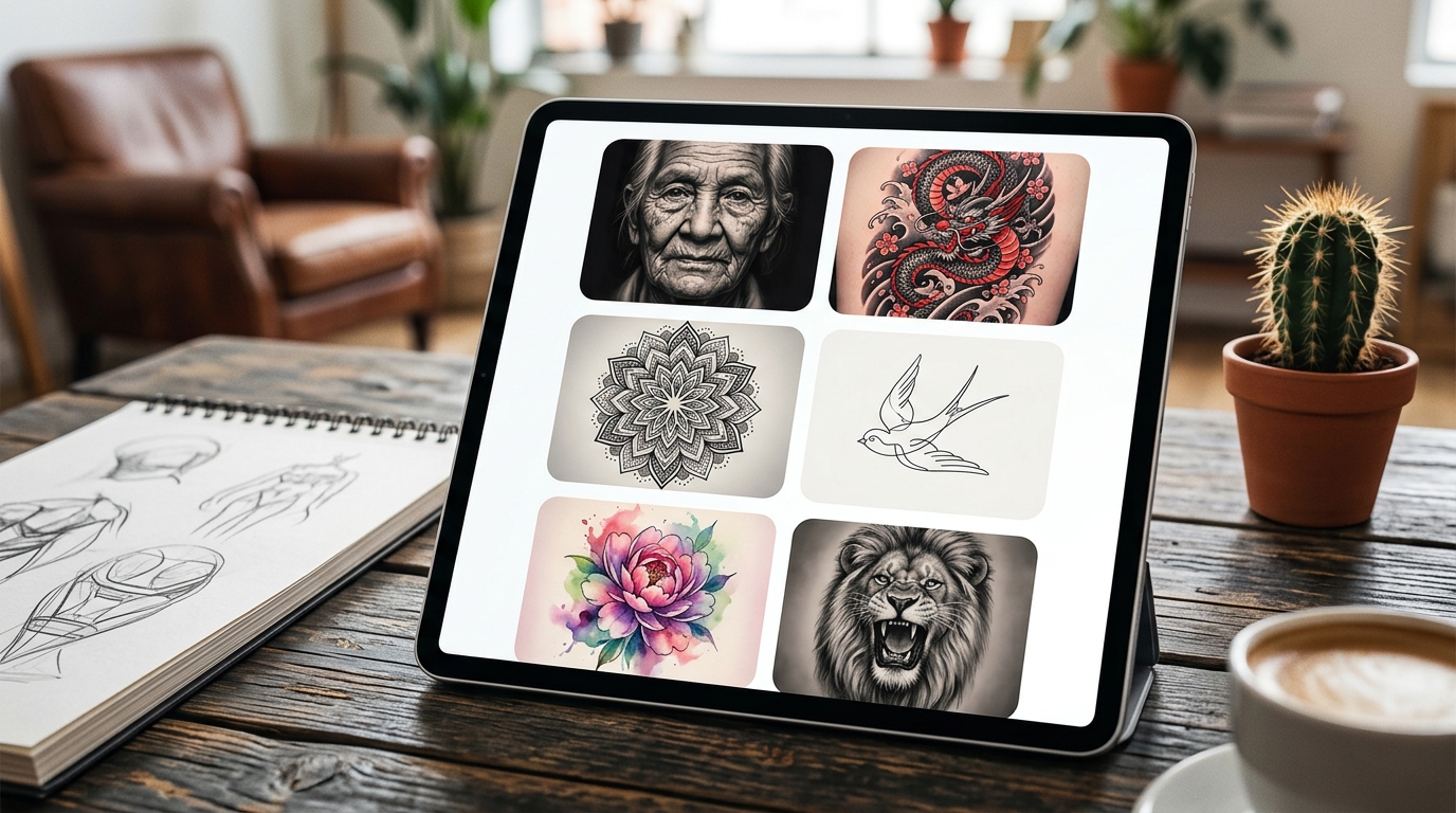 Портфолио тату-мастера с работами в разных стилях