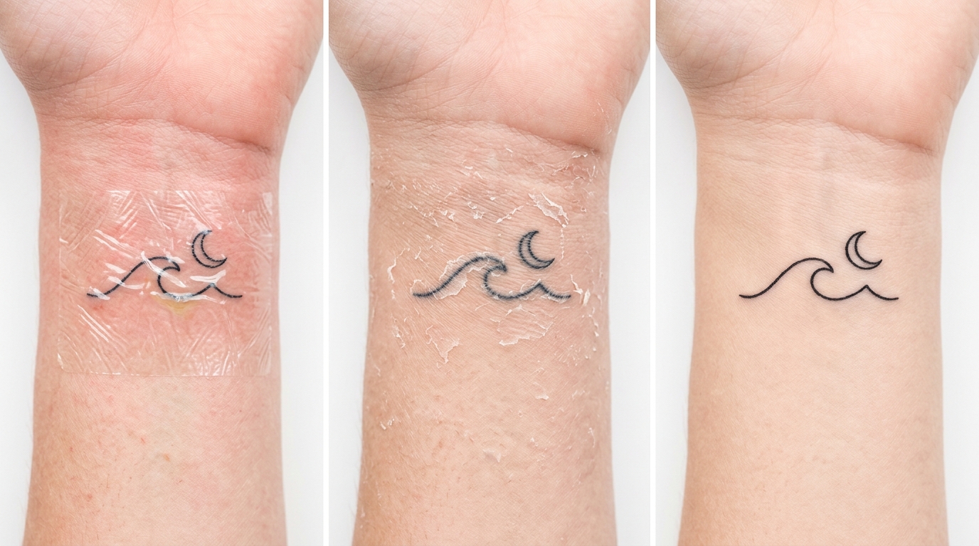 Этапы заживления тату: день 1, день 7, день 30
