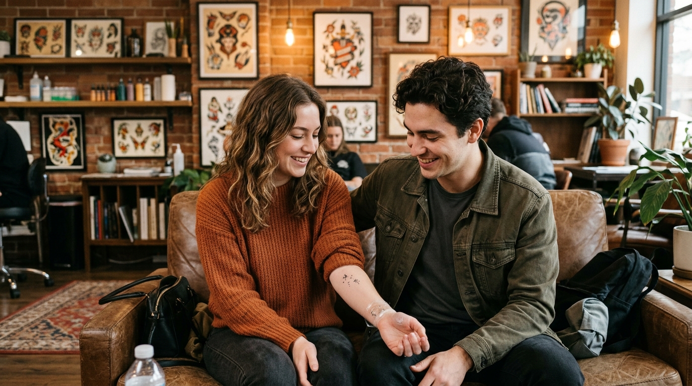 Атмосфера тату-салона — общение клиента и мастера