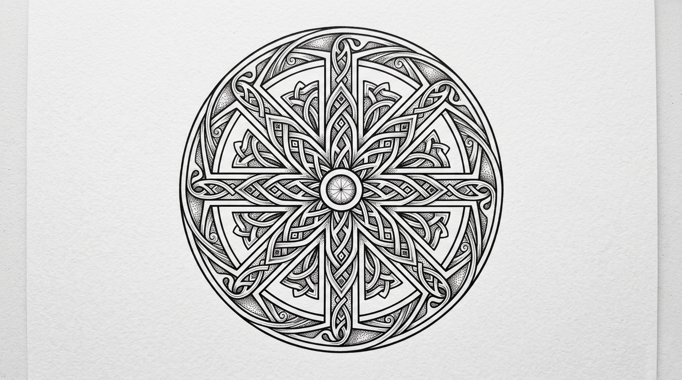 Эскиз тату Коловрат — славянский солярный символ