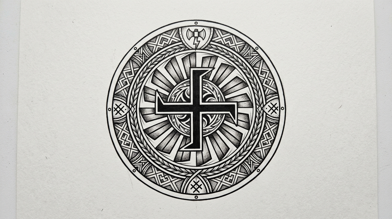 Эскиз тату Громовник — воинский оберег Перуна