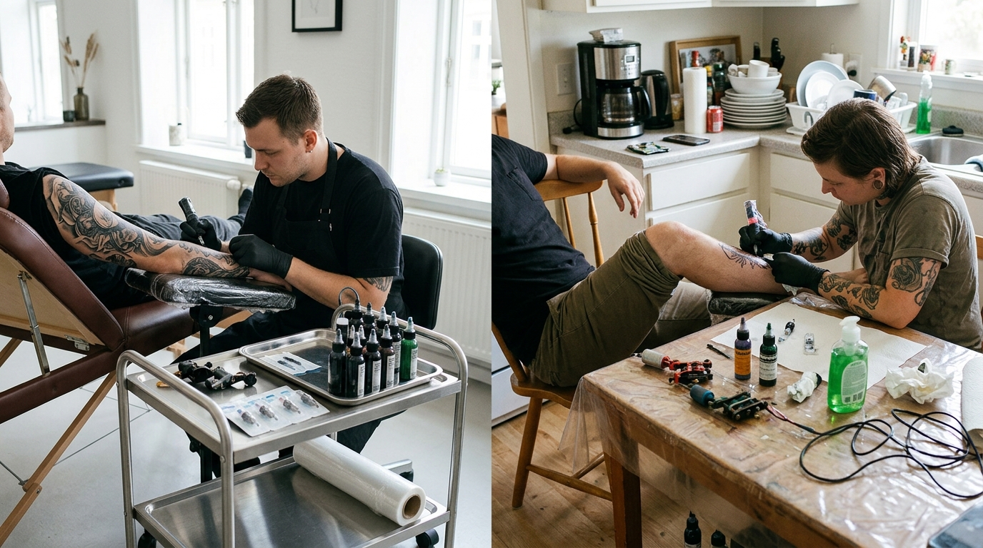 Сравнение профессиональной тату-студии и домашней мастерской частного мастера