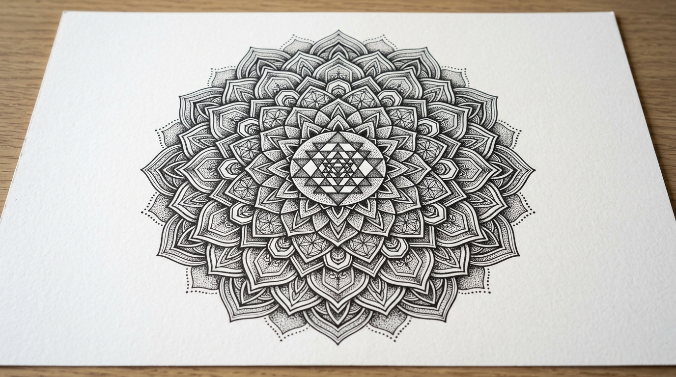 Эскиз тату мандала с сакральной геометрией, дотворк
