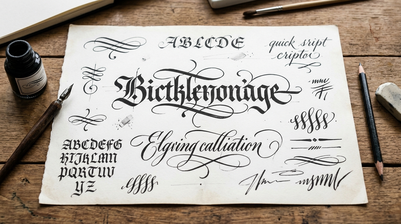 Эскиз тату в стиле леттеринг — каллиграфические фразы разными шрифтами