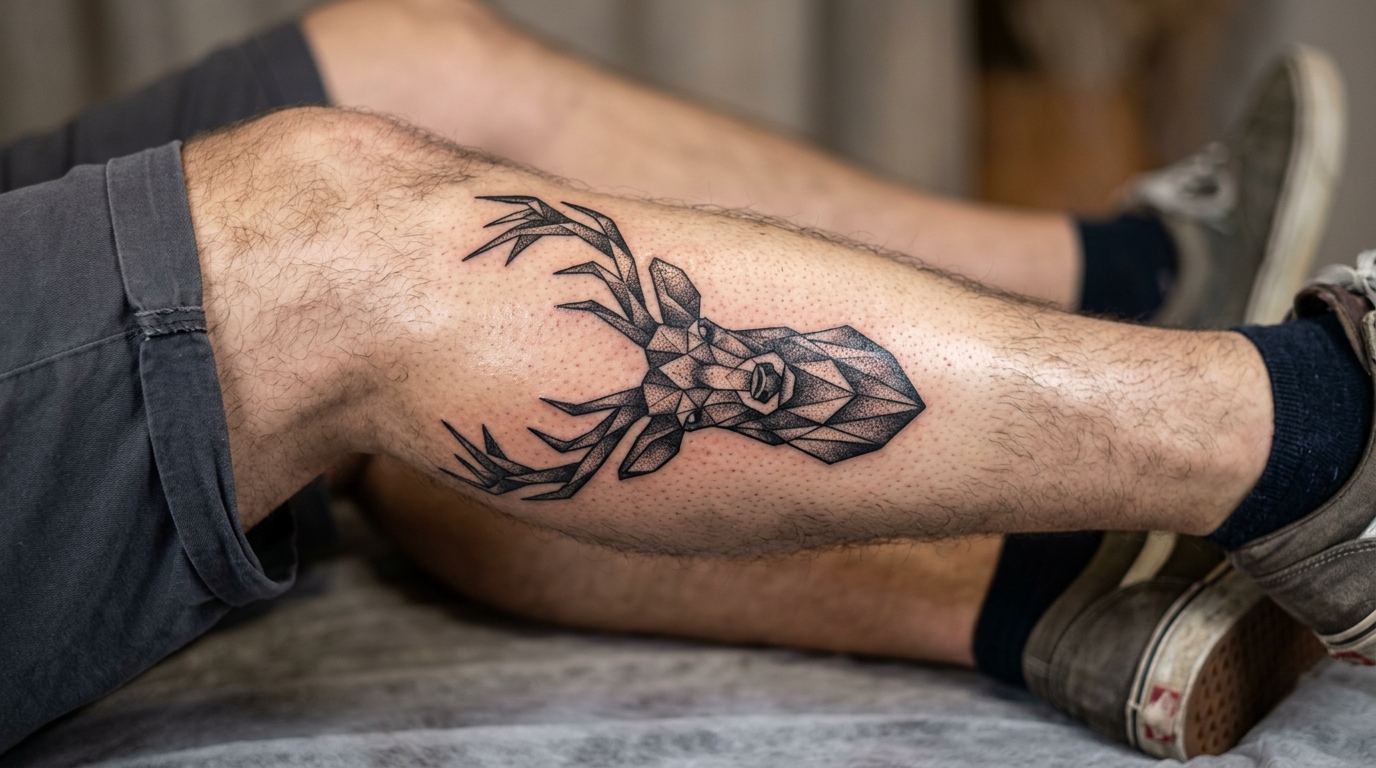 Геометрический олень low-poly на икре