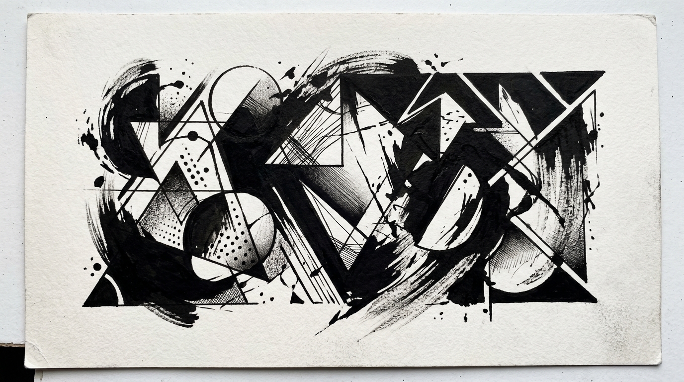 Абстрактная композиция в дарк-блэкворке