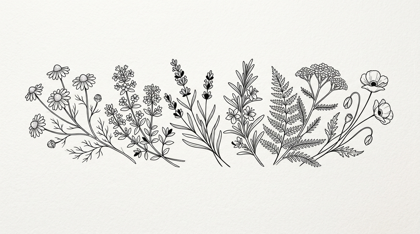 Линейный блэкворк — ботаническая композиция