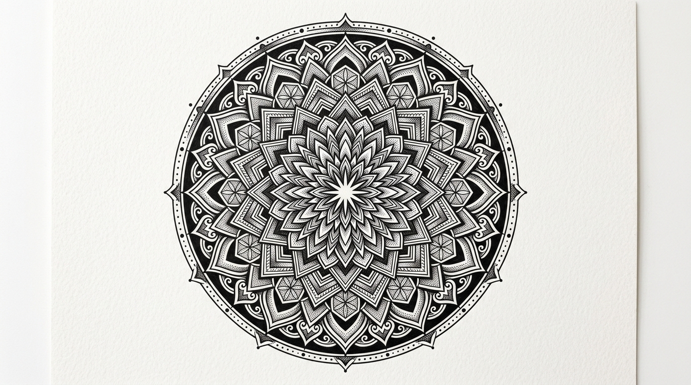 Эскиз мандалы в блэкворке