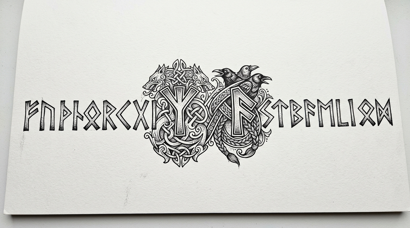 Эскиз тату скандинавские руны