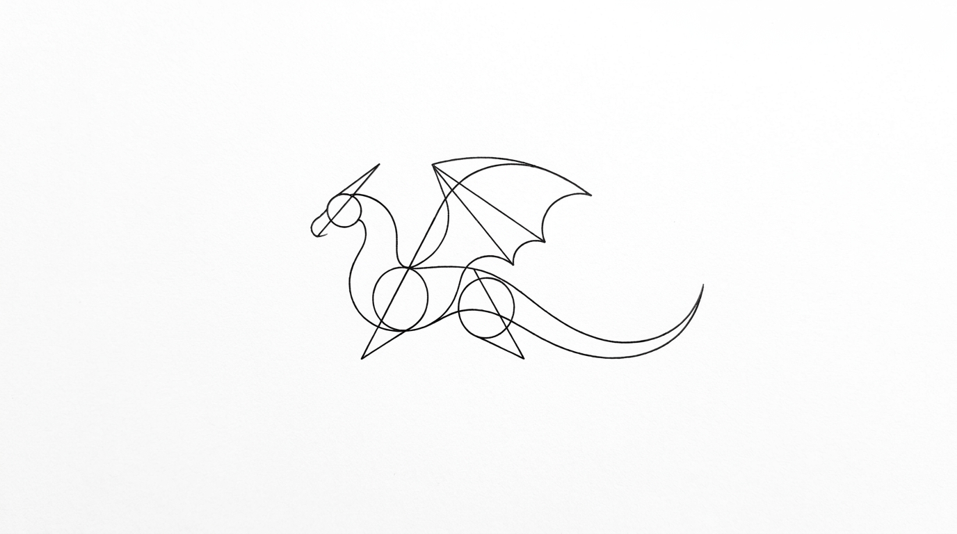 Дракон в минималистичном стиле, одной линией