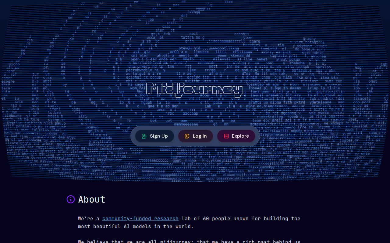 Midjourney — главная страница генеративного AI