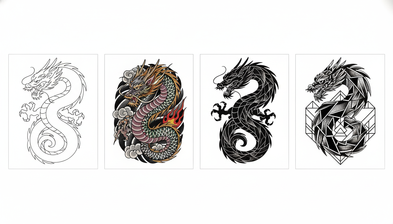 Сравнение тату-стилей — минимализм, японский, блэкворк, геометрия