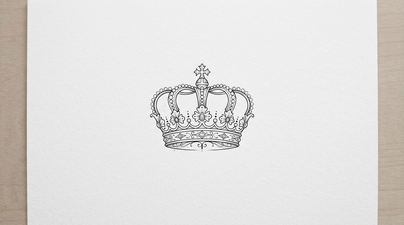 Эскиз короны для тату на шею сзади — утонченный ornamental дизайн