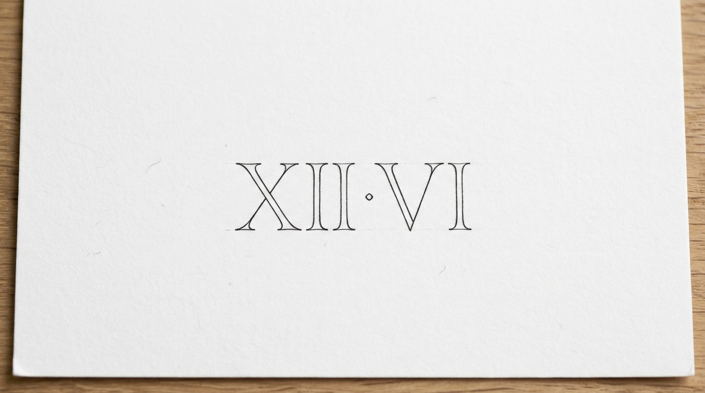 Эскиз римских цифр для тату на шею сзади — дата в элегантном антиква-шрифте