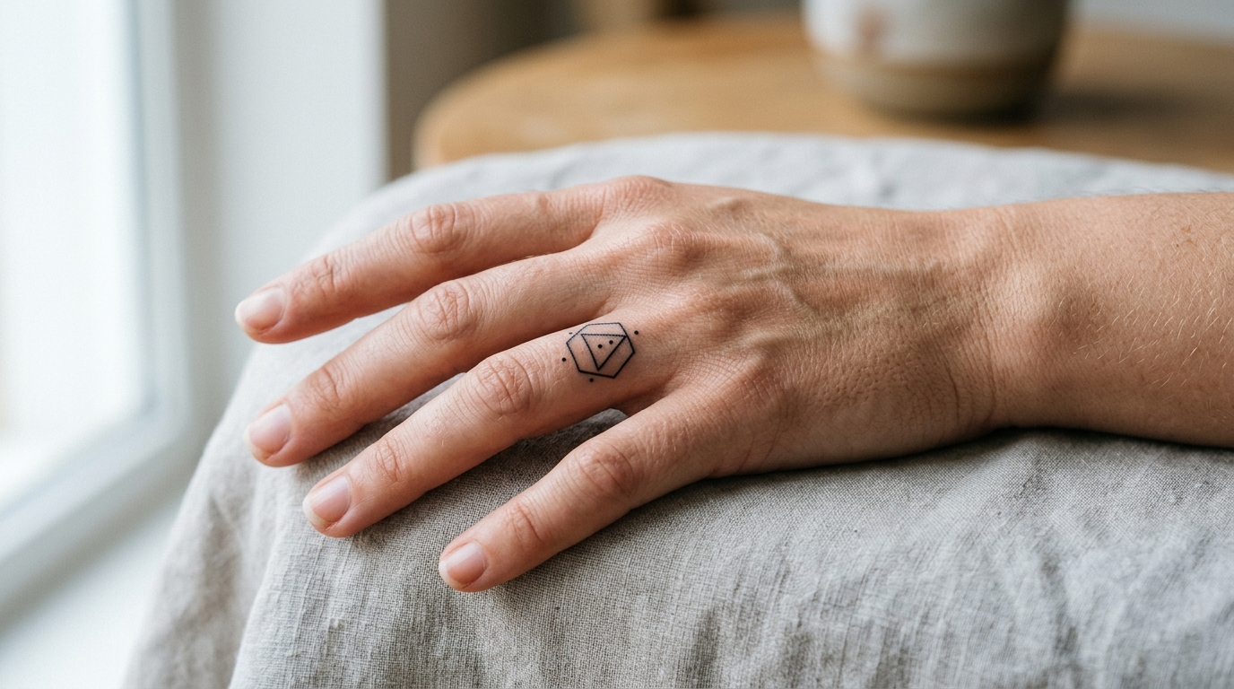 Минималистичная тату на пальце руки женская