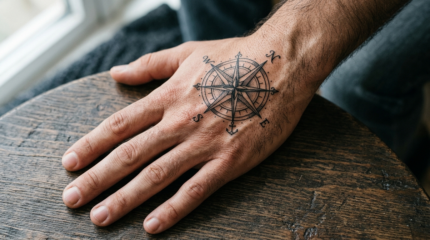 Графический компас на мужской кисти