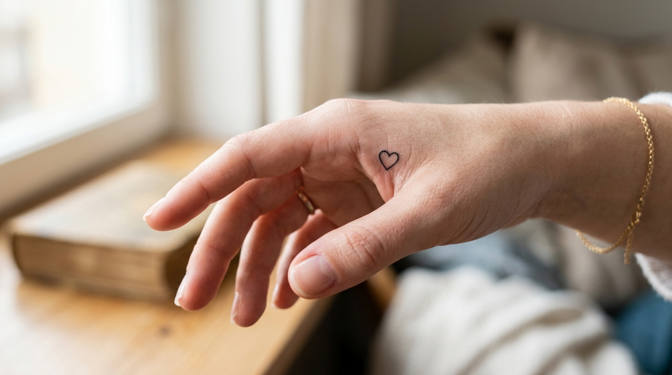 Маленькое сердце между пальцами