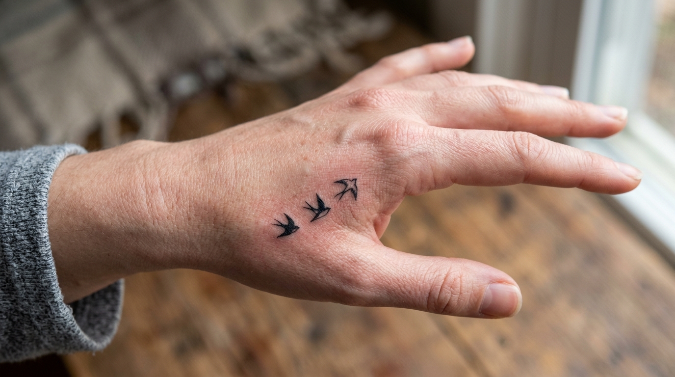 Ласточки на ребре женской ладони