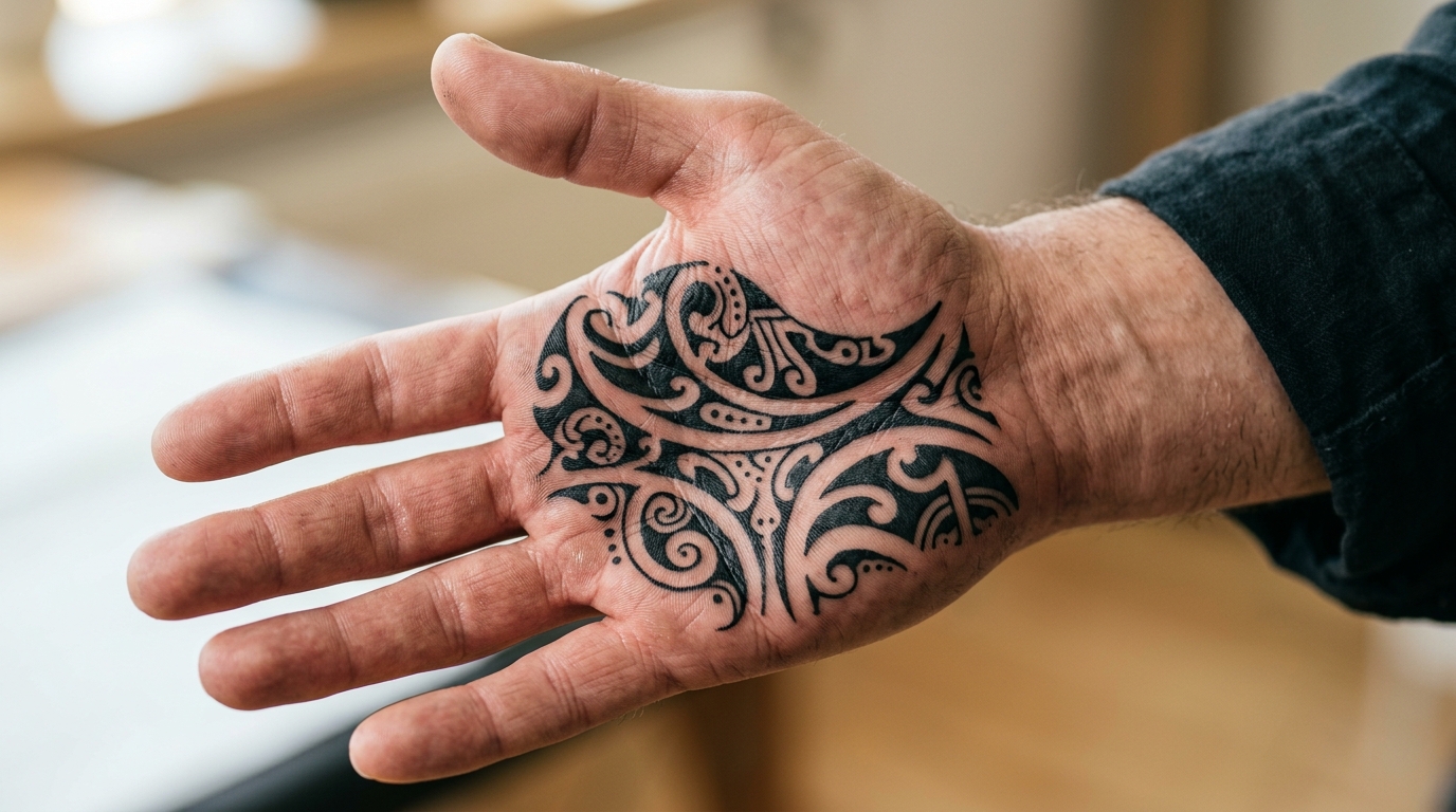 Полинезийское тату на ладони