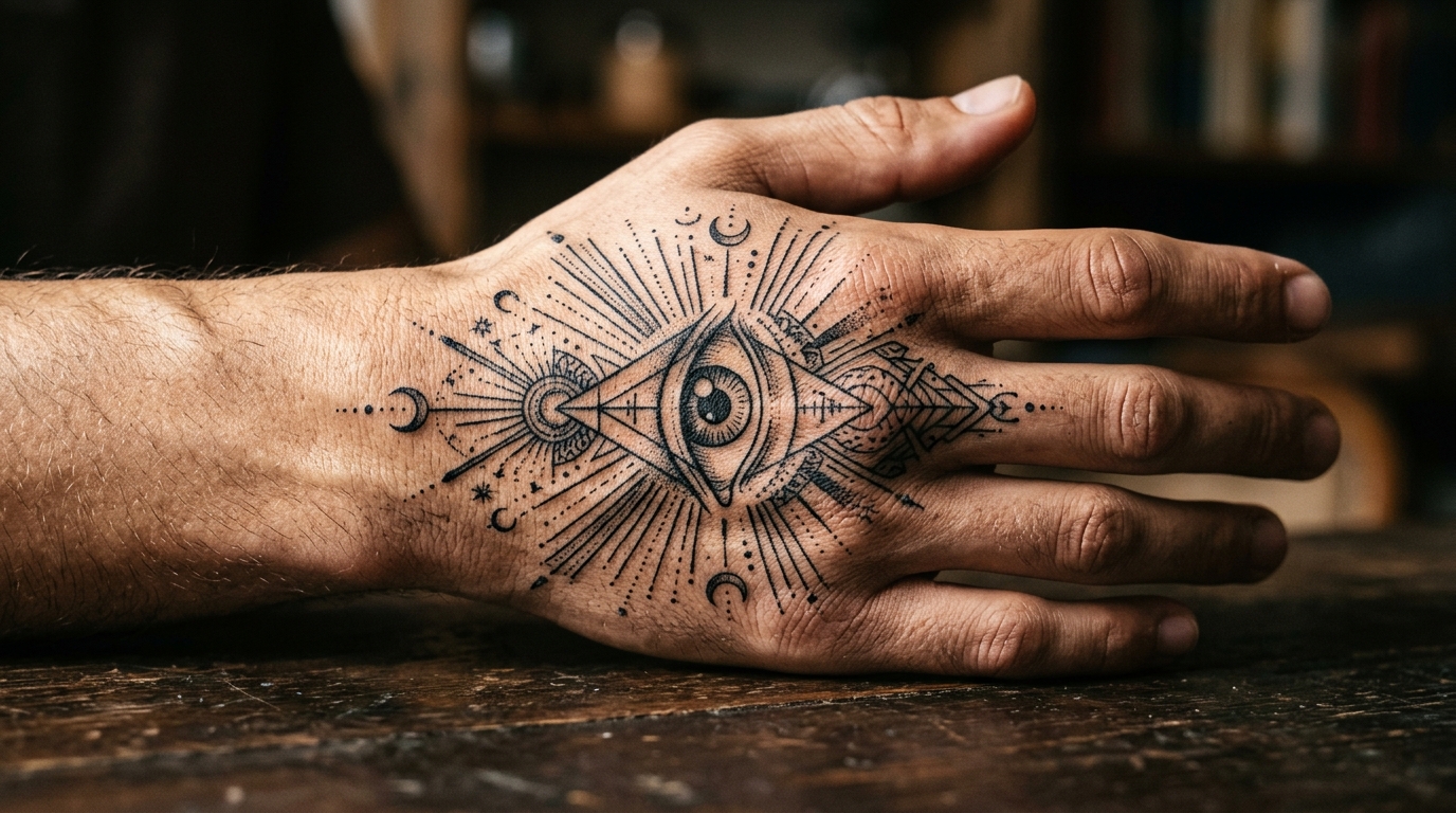 Всевидящее око тату на кисти