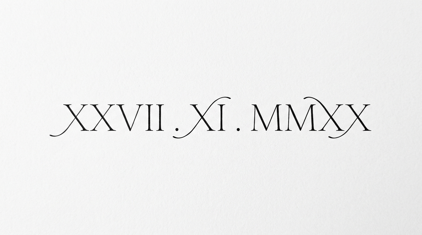 Дата свадьбы римскими цифрами в виде парной тату