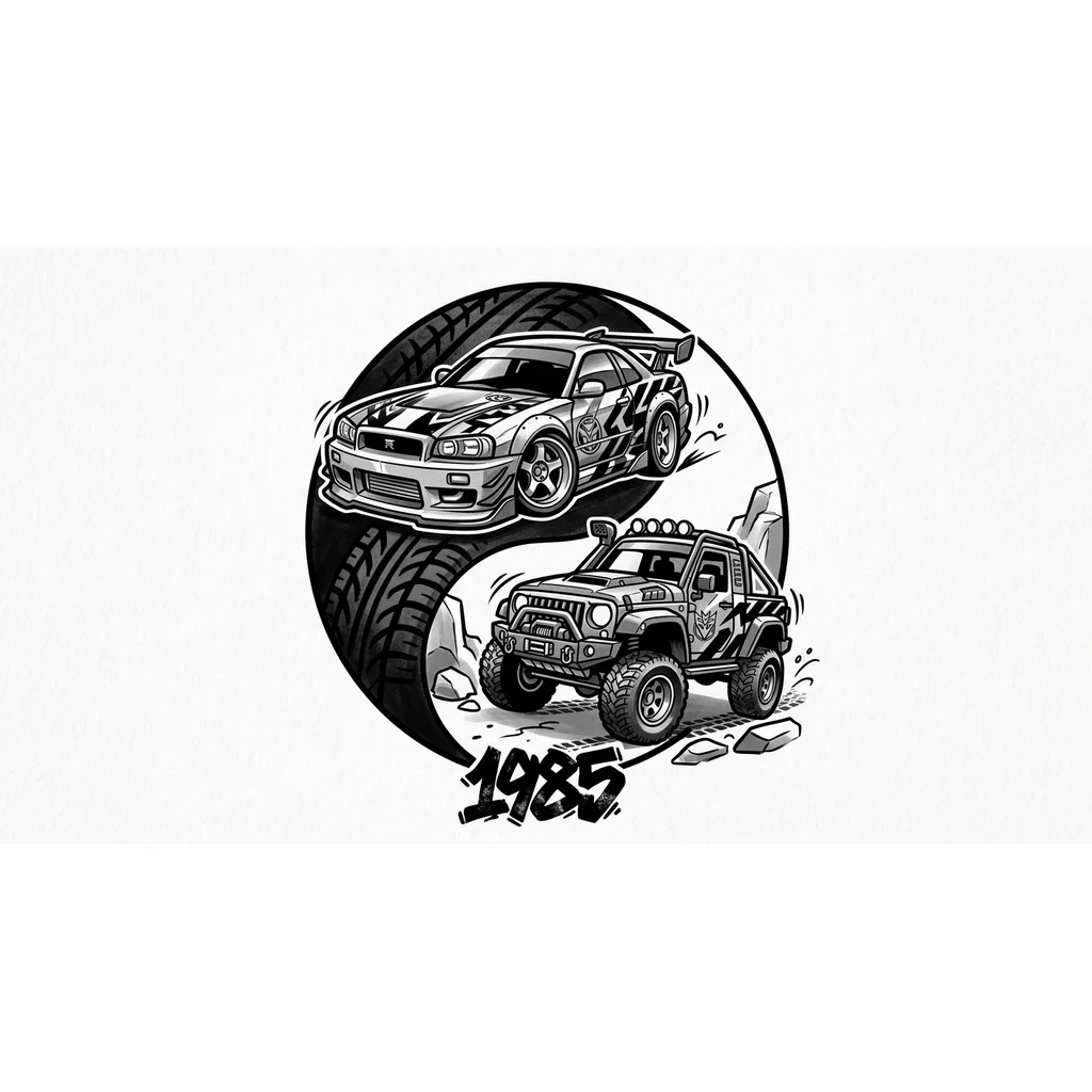 Симпсоны тачки jdm стиль герои Марвел 
Off-road инь янь