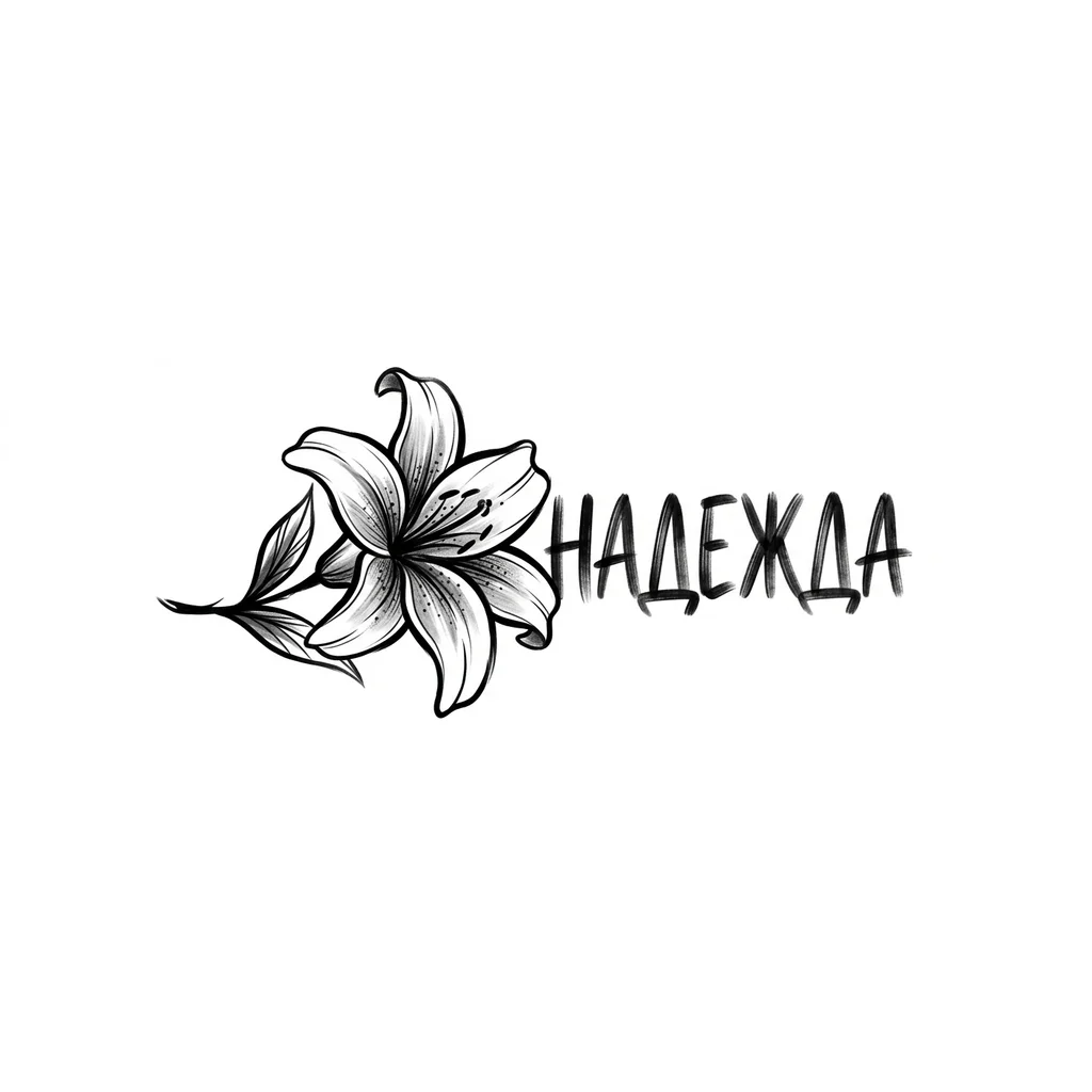 лилия и рядом слово горизонтально  Надежда 