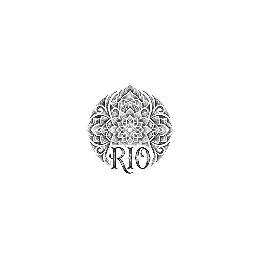 Тату с надписью RIO с красивым шрифтом