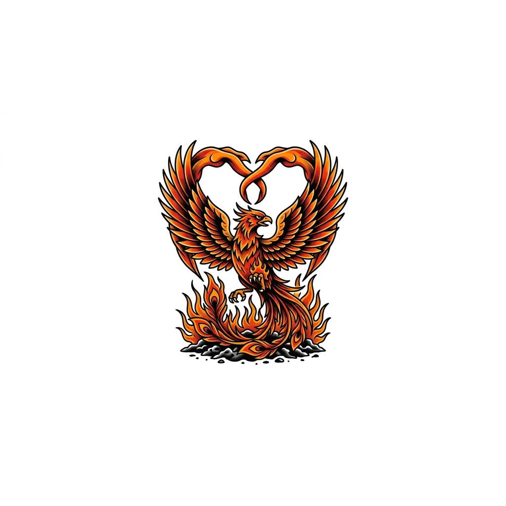 Феникс, возрождающийся из пепла
*   **Смысл:** Символизирует обновление, победу над трудностями и начало новой жизни. Это не про возвращение к старому, а про создание чего-то более сильного и осознанного на руинах прошлого.
*   **Визуализация:** Стилизованный феникс, крылья которого плавно переходят в очертания сердца или двух переплетённых фигур. Цветовая гамма — от тёмных тонов (пепел) к огненно-красным и золотым.