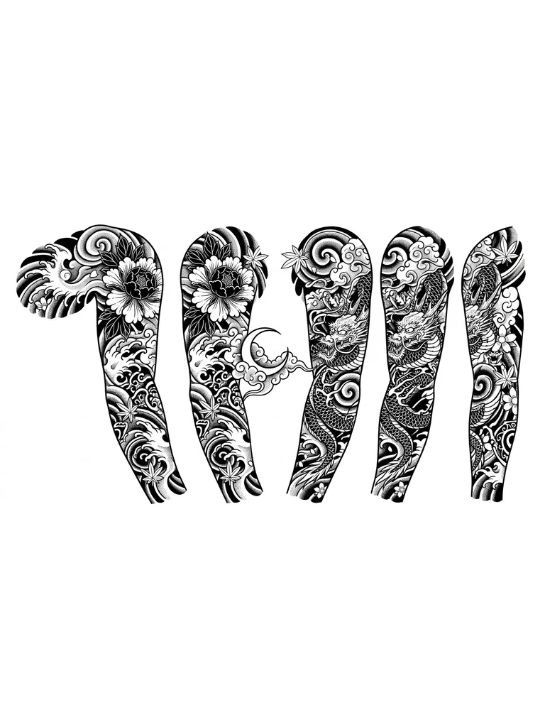 This is a striking blackwork cover-up tattoo on the forearm. The design features large, detailed floral elements at the top, transitioning into delicate leaves and a prominent crescent moon in the centre. Intricate web-like lines connect the moon to the foliage, creating a mystical atmosphere. The bold black shading and fine linework are characteristic of blackwork style, effectively concealing older tattoos beneath. Elegant and enigmatic.