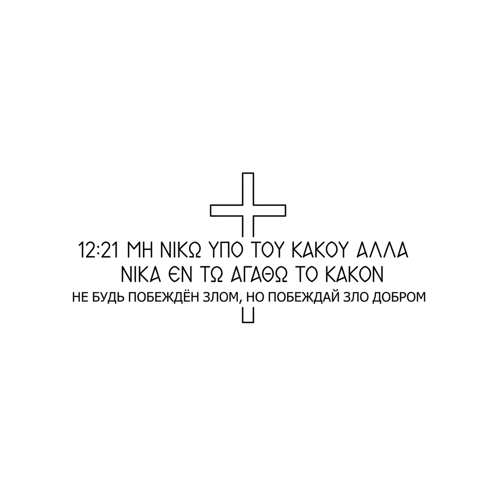 текст древнегреческим шрифтом с прямым крестом