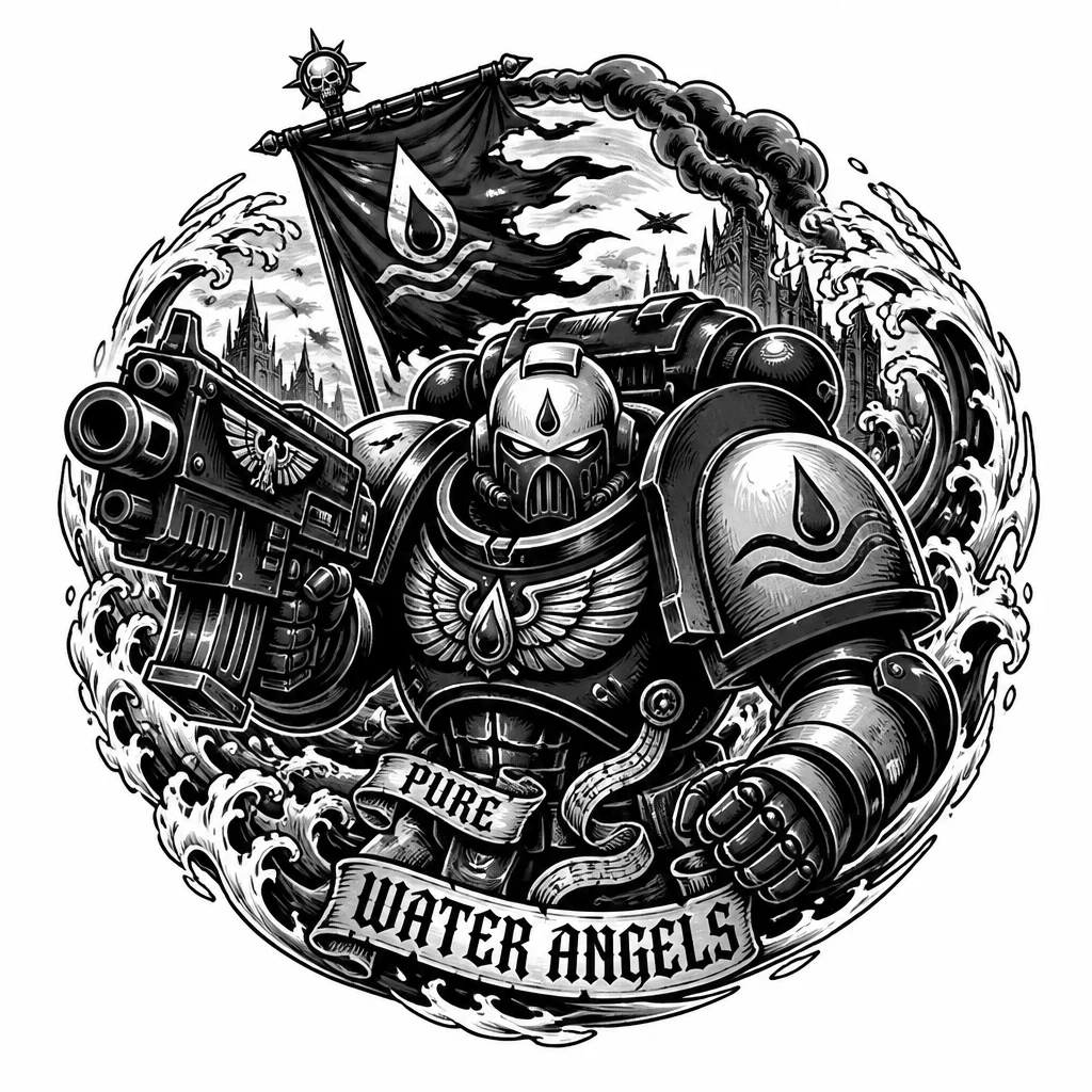 Космодесантник ордена кровавых ангелов из серии warhammer 40000 находящийся во время бой