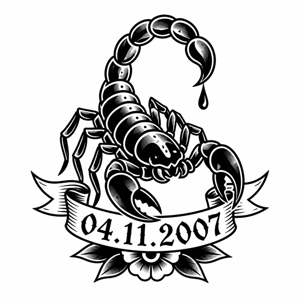 Скорпион с ядовитым жалом и датой 04.11.2007