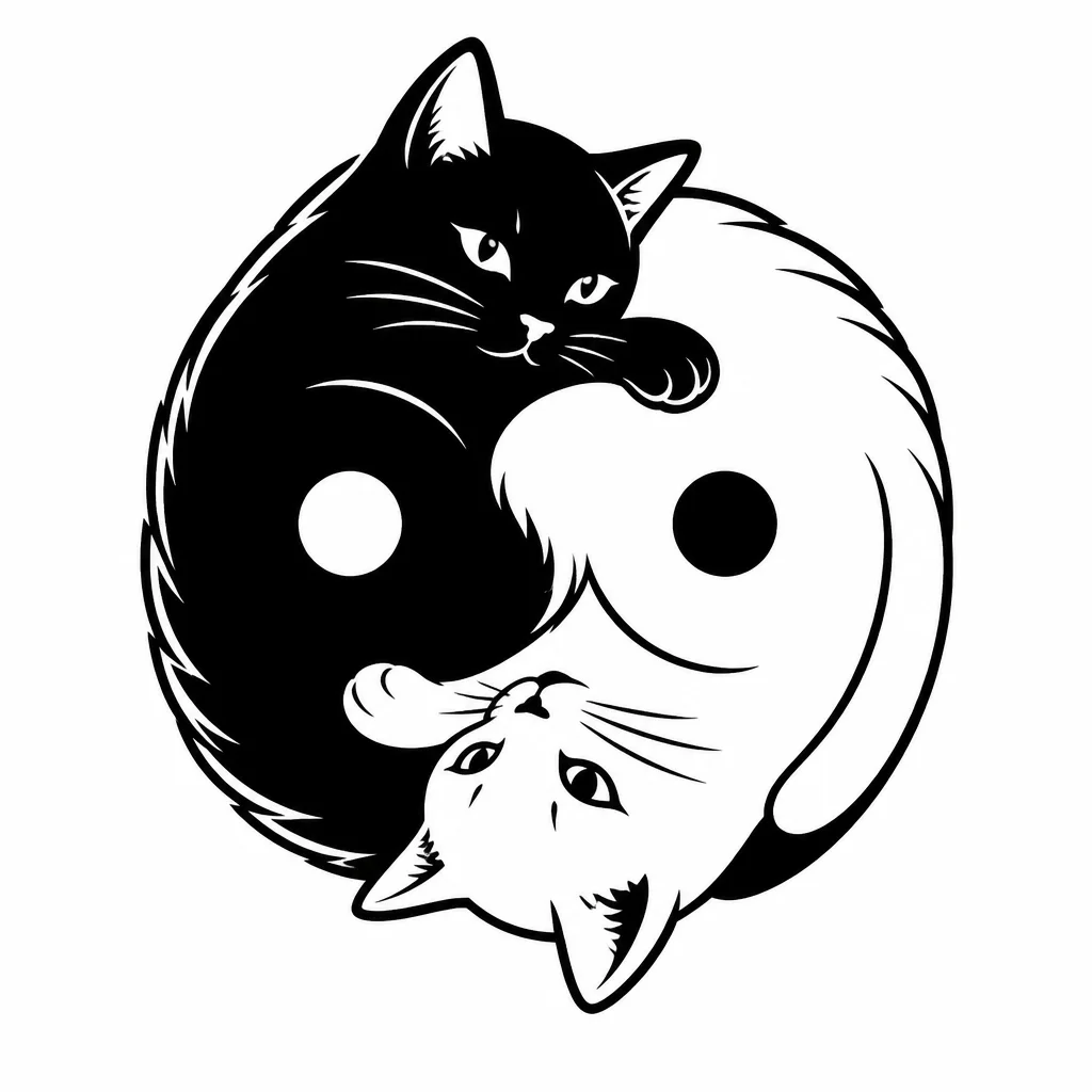 Инь Янь кот черный и белый