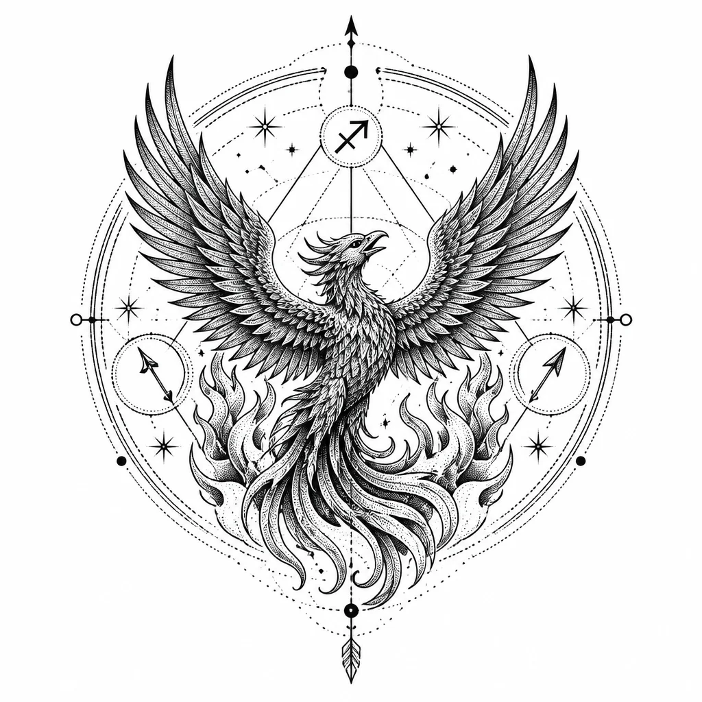 Феникс с символами Стрельца