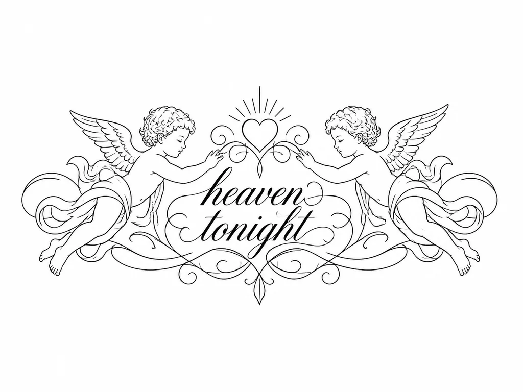 надпись каллиграфическим шрифтом «heaven tonight”