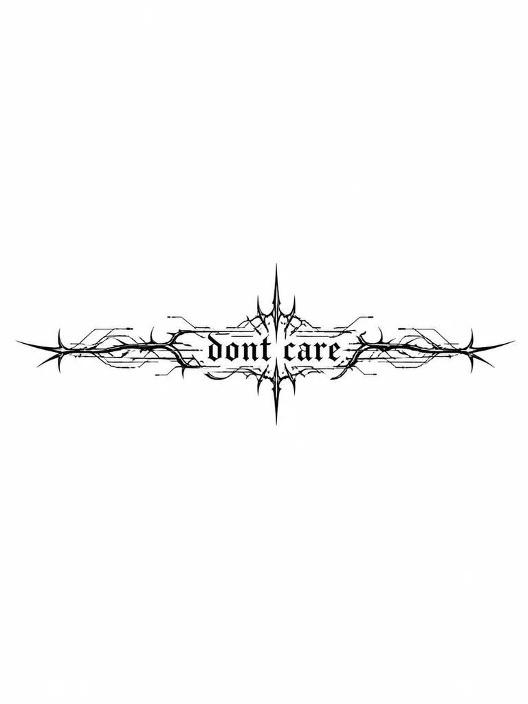 Надпись "dont care" Выполненная в готическом шрифте