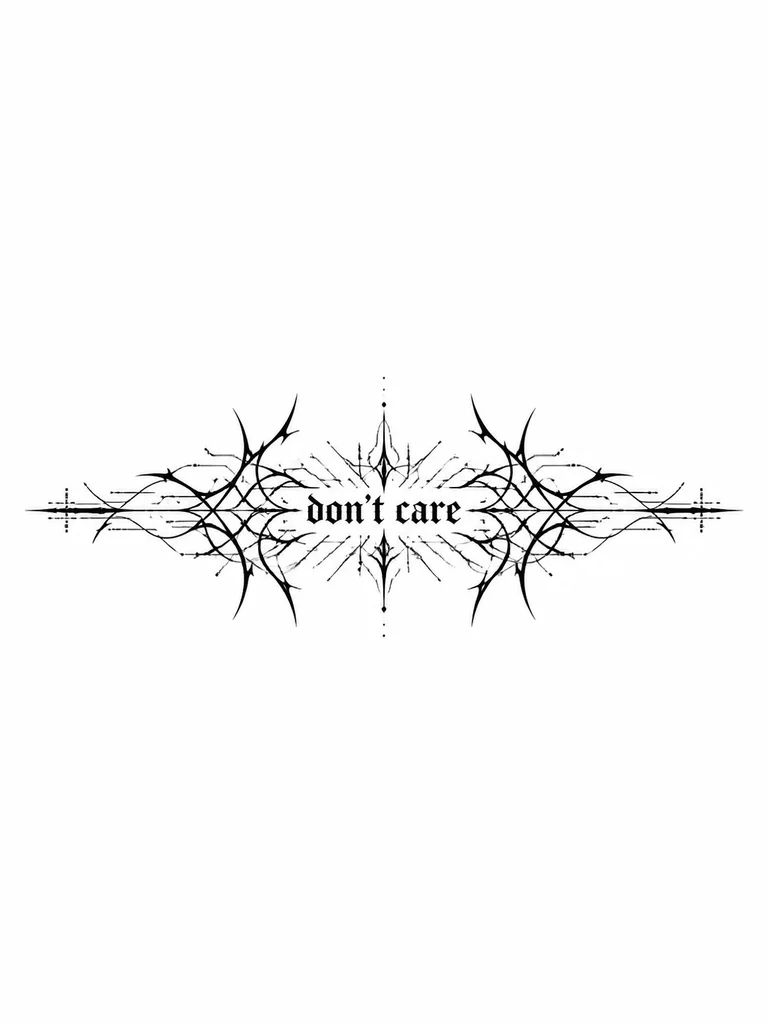 Надпись "don't care" Выполненная в готическом стиле как у киберспортсмена и стримера Zitraks